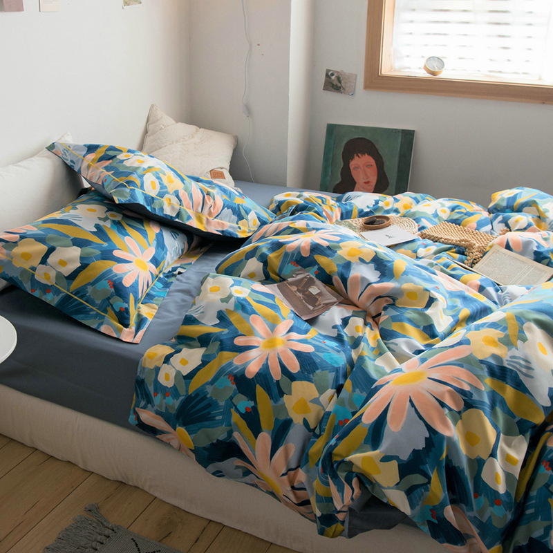 60s pure cotton silky pastoral freehand four-piece set b32