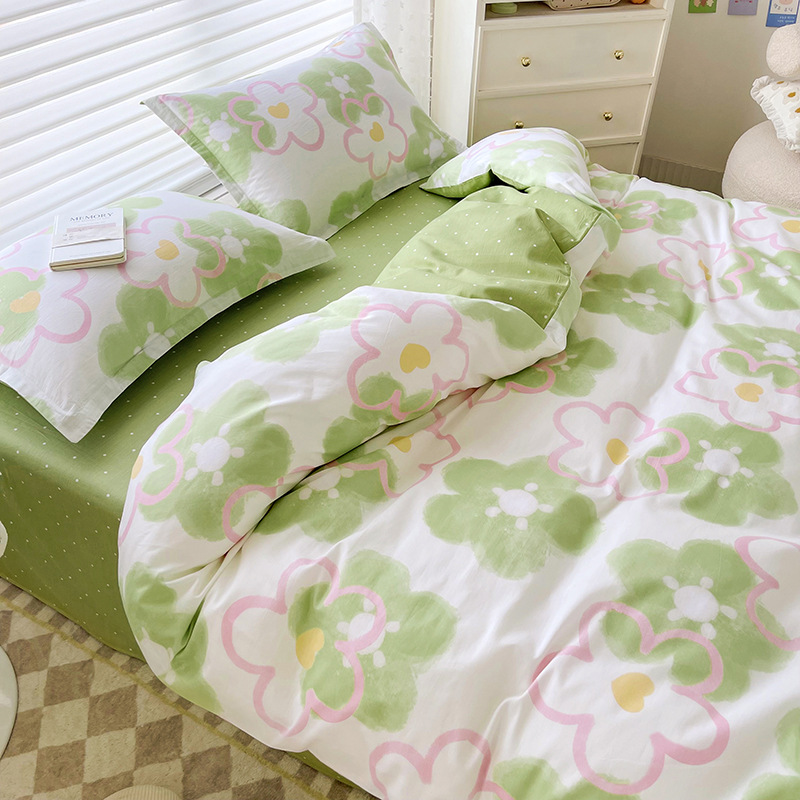 Cotton four-piece cotton bedding set - Green b29