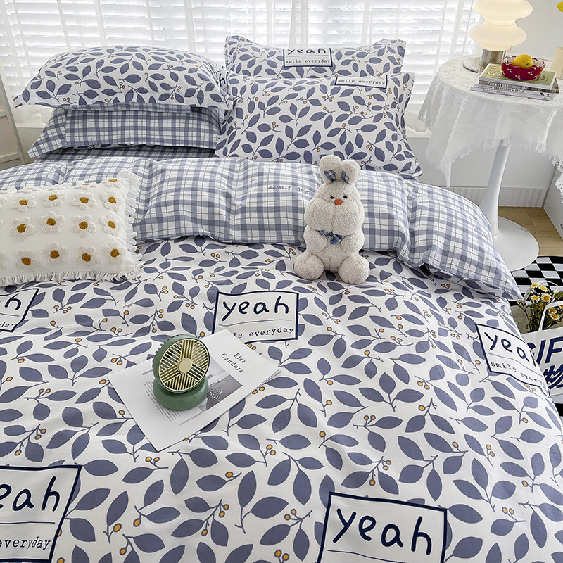 Cotton four-piece cotton bedding set - handwritten romance b27