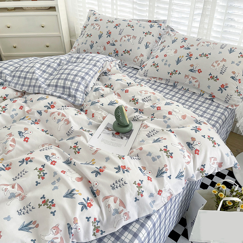 Cotton four-piece cotton bedding set - handwritten romance b27