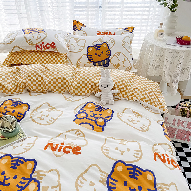 Cotton four-piece cotton bedding set - Orange b28
