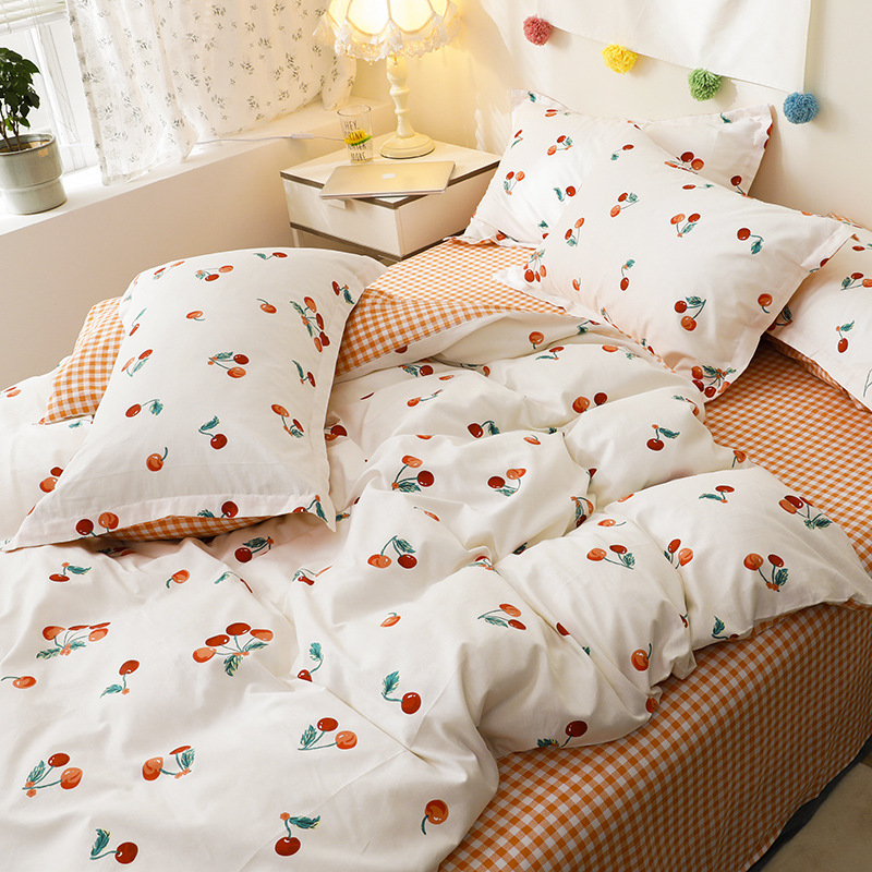 Cotton four-piece cotton bedding set - Orange b28