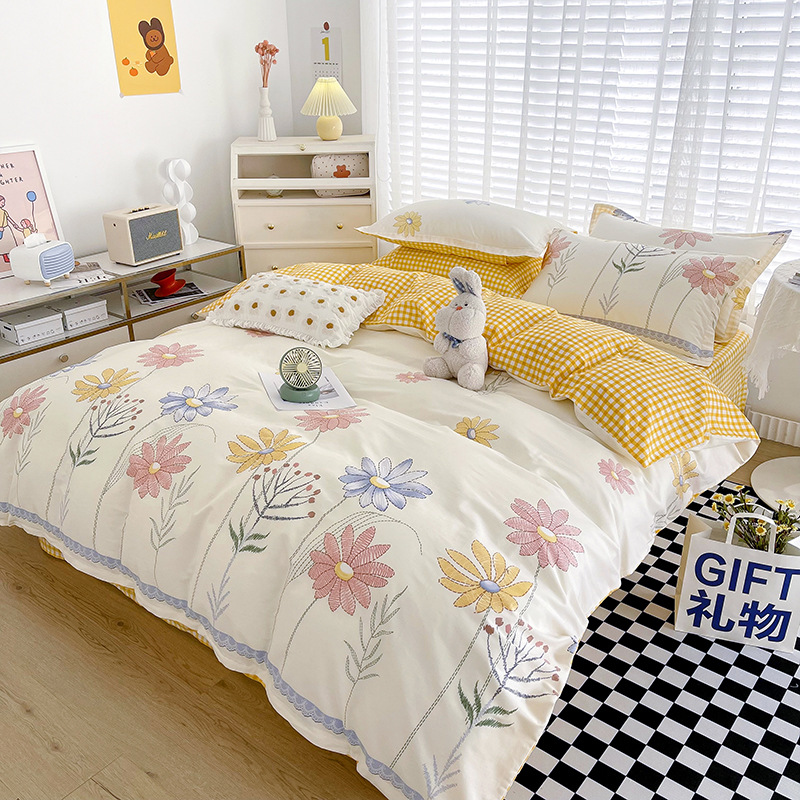 Cotton four-piece cotton bedding set - Orange b28