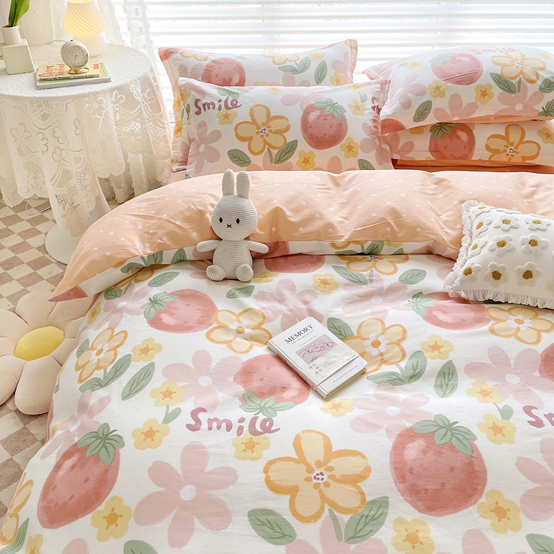 Cotton four-piece cotton bedding set - Orange b28