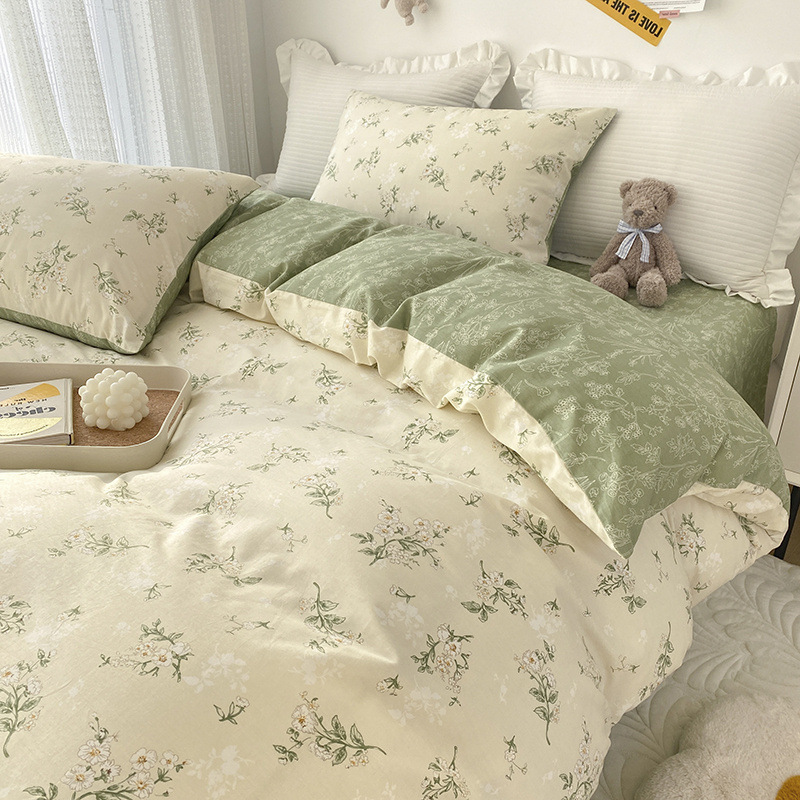 Cotton Small Floral Bed Four-piece Set-Tea Artist b1