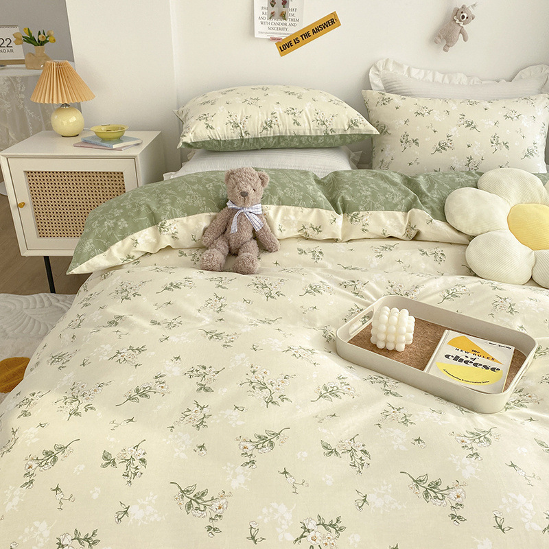 Cotton Small Floral Bed Four-piece Set-Tea Artist b1