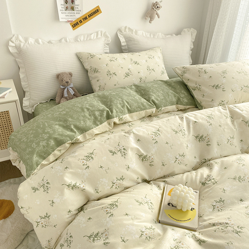 Cotton Small Floral Bed Four-piece Set-Tea Artist b1