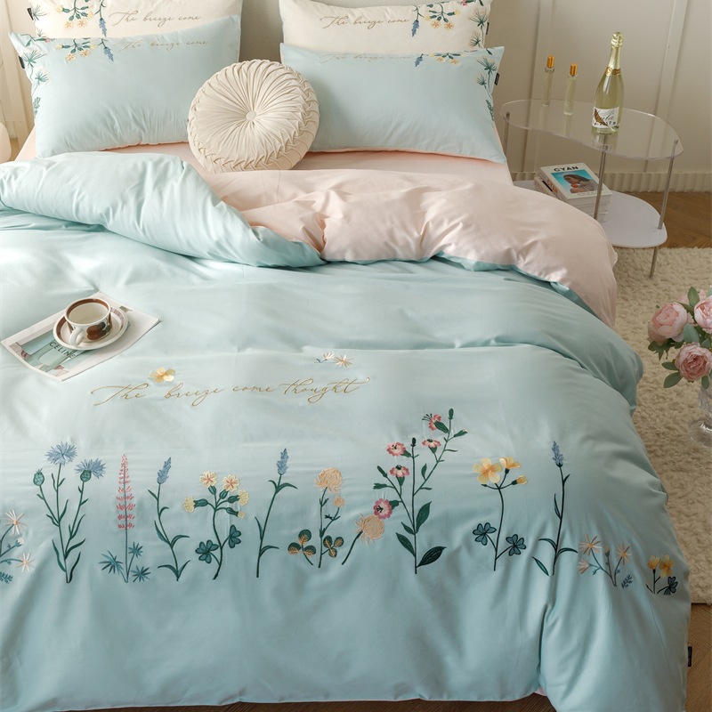 Fresh and Elegant Embroidered Four-piece Set - Green b14