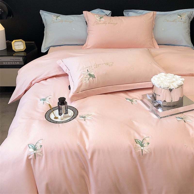 Fresh and Elegant Embroidered Four-piece Set - Pink b15