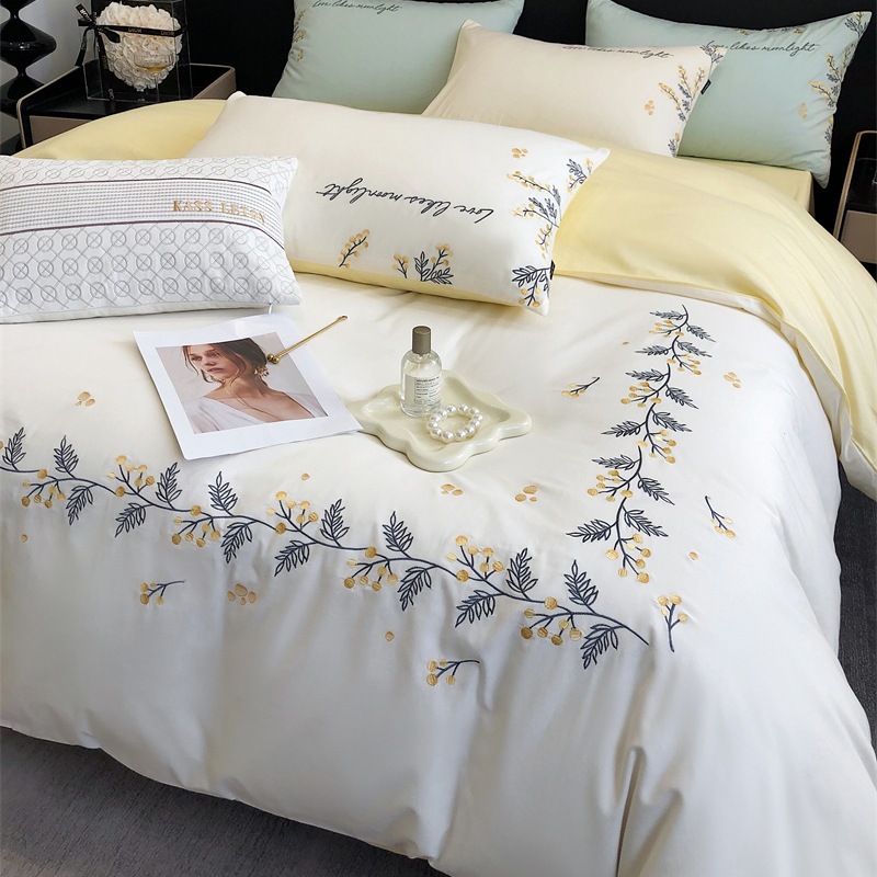 Fresh and Elegant Embroidered Four-piece Set - White b13