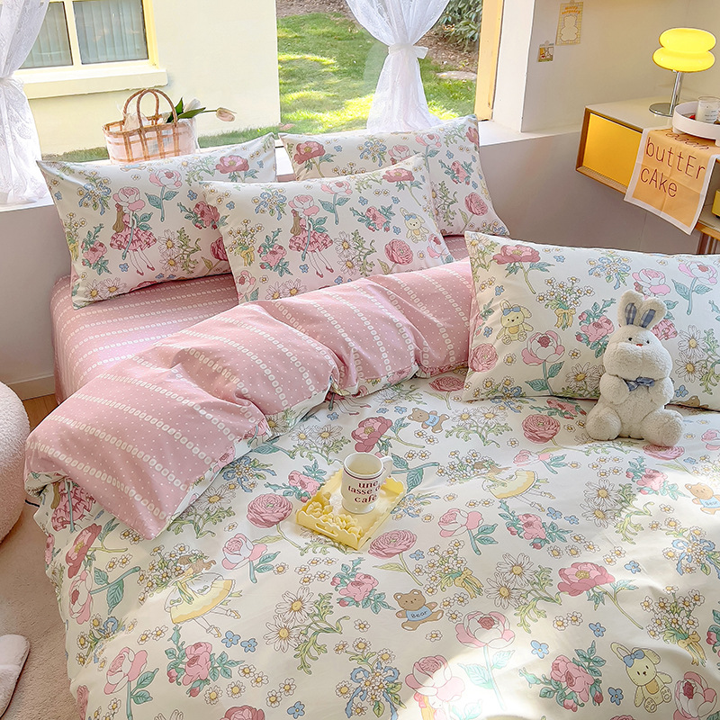 Fresh cotton four-piece bed sheet - bunny b38