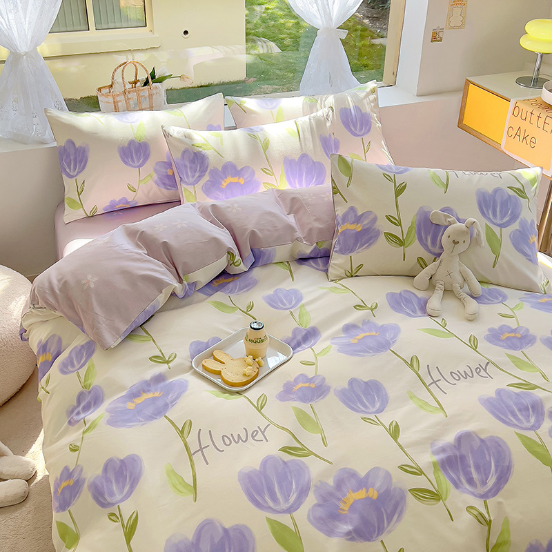 Fresh cotton four-piece bed sheet - Fengling b37