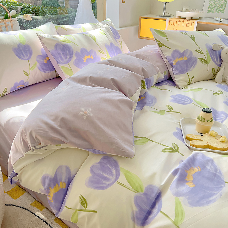 Fresh cotton four-piece bed sheet - Fengling b37