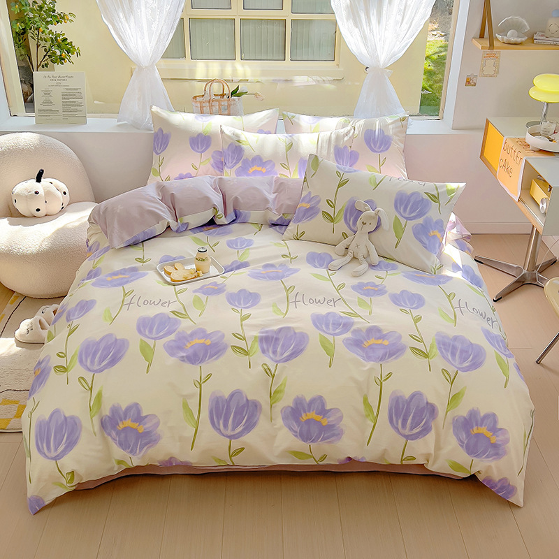 Fresh cotton four-piece bed sheet - Fengling b37