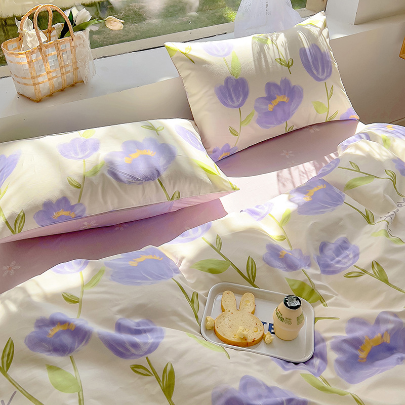 Fresh cotton four-piece bed sheet - Fengling b37