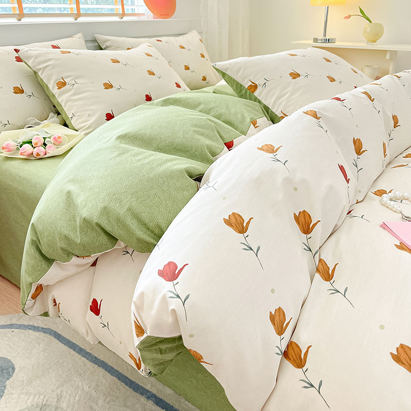 Fresh pure cotton four-piece cotton quilt cover - bouquet b36