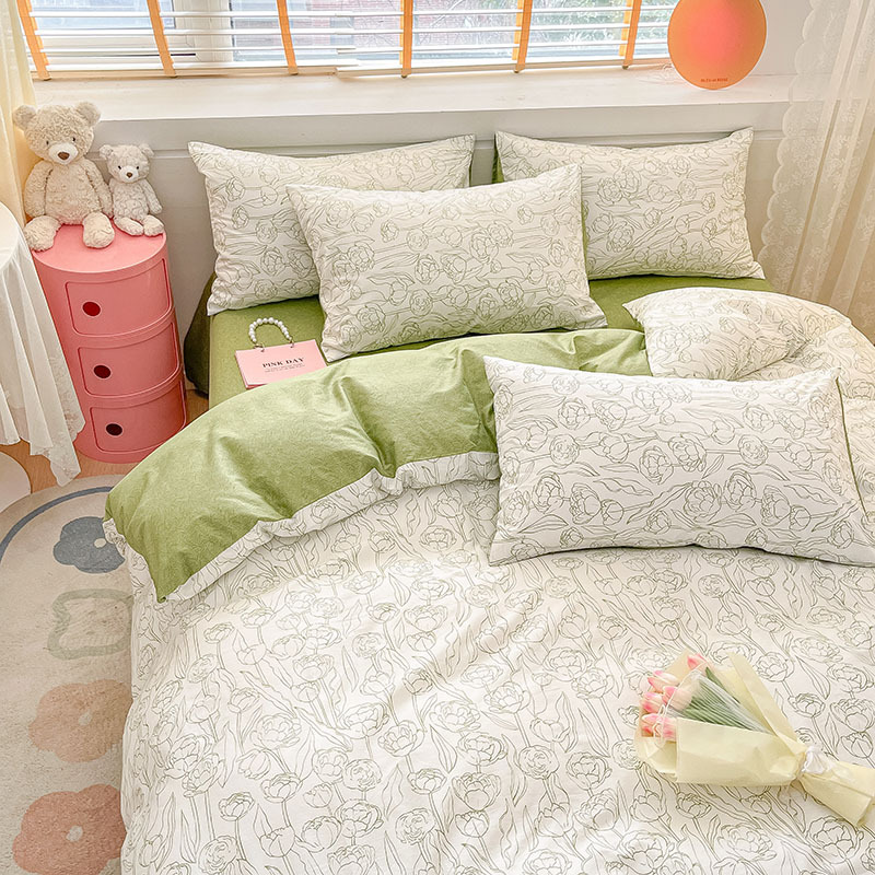 Fresh pure cotton four-piece cotton quilt cover - Evening Breeze b33