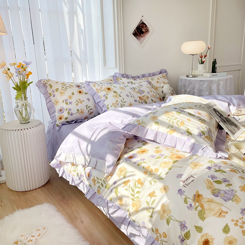 Lace Cotton Four-piece Set Cotton-Lace camellia b31