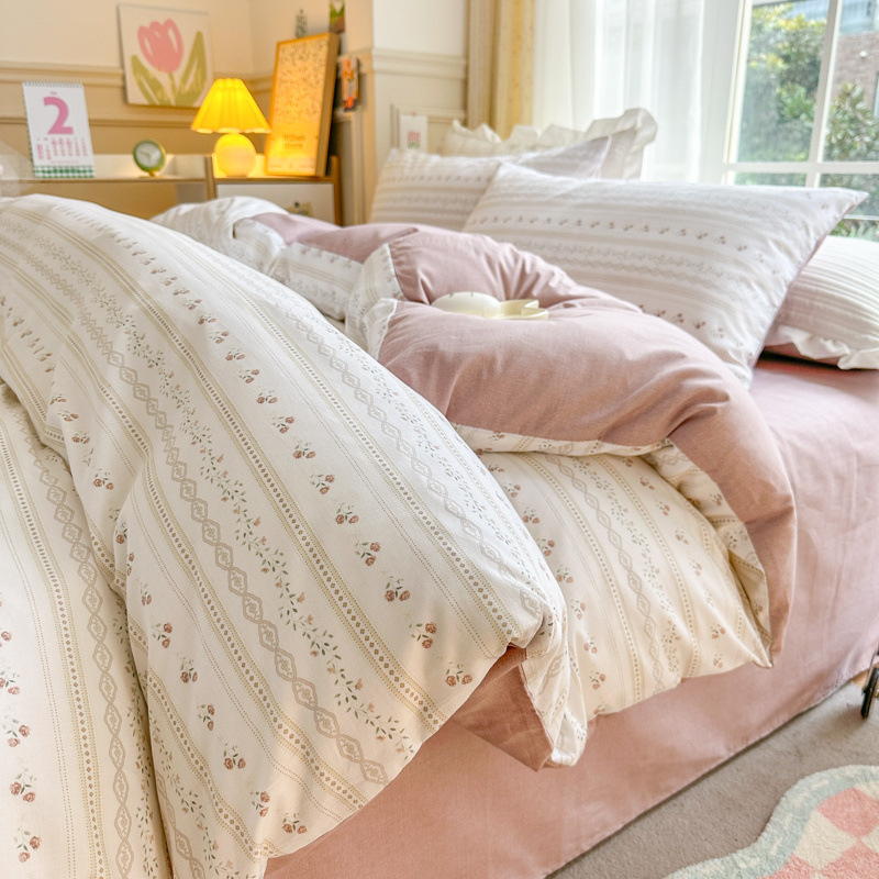 Spring Field Small Fresh Cotton Four-piece Set - Cherry Blossom b6