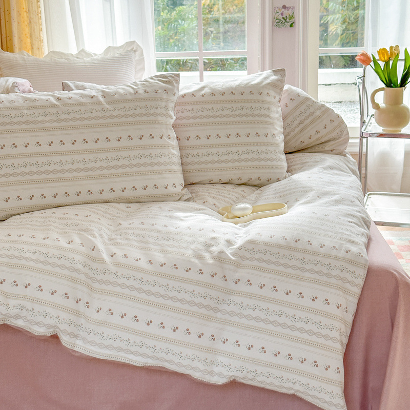 Spring Field Small Fresh Cotton Four-piece Set - Cherry Blossom b6