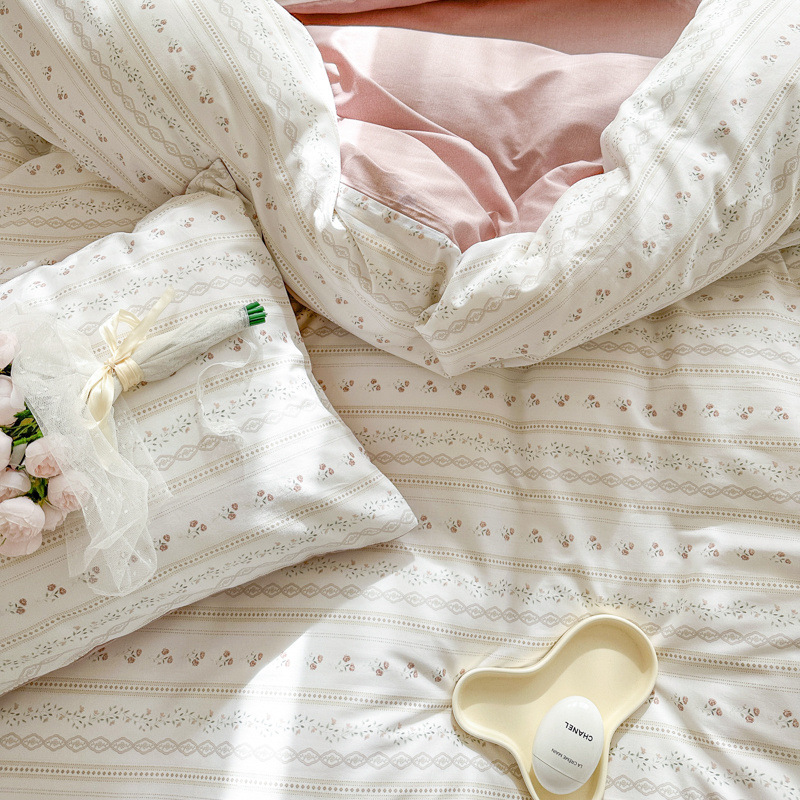 Spring Field Small Fresh Cotton Four-piece Set - Cherry Blossom b6