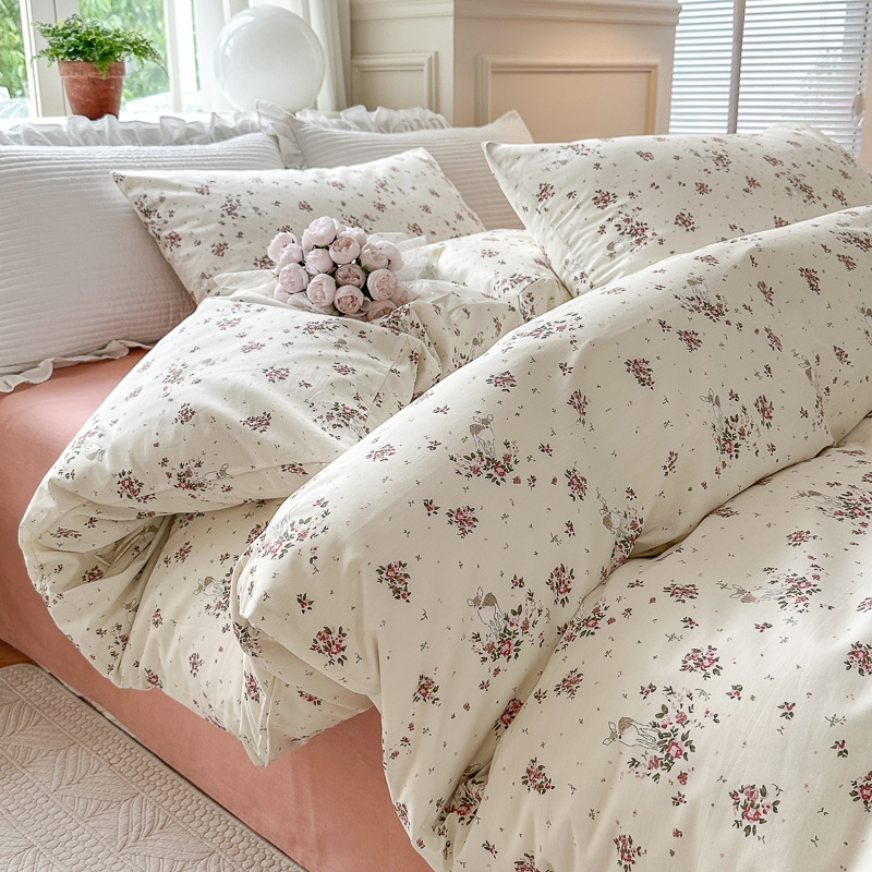 Spring Field Small Fresh Cotton Four-piece Set - Purple b10