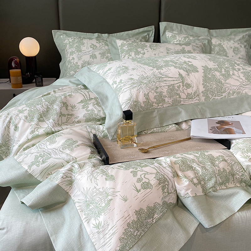 Floral pastoral wide-brimmed cotton four-piece set b53