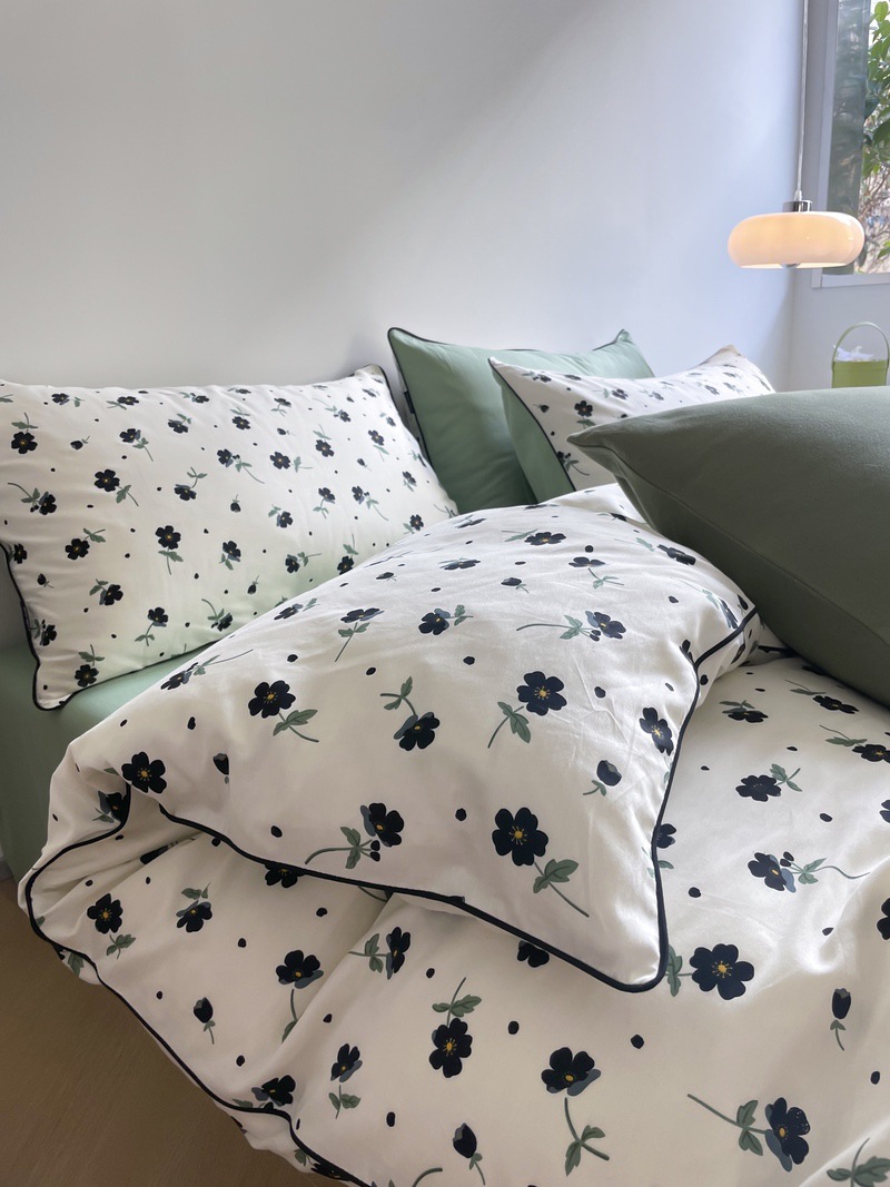Romantic small floral quilt cover four-piece set-Green b50