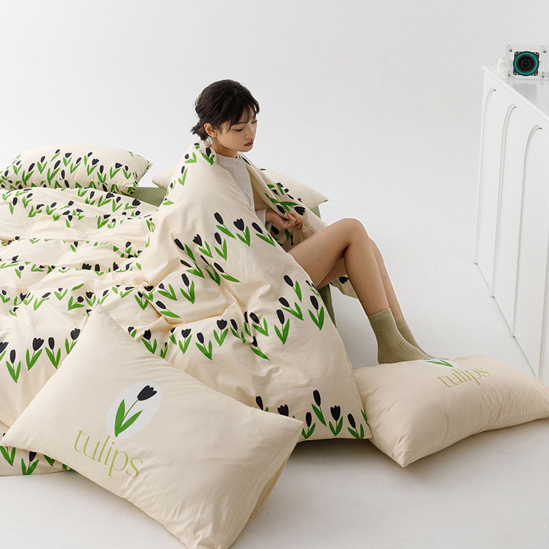 Urban Trend Personalized Cotton Four-piece Set-Green b59