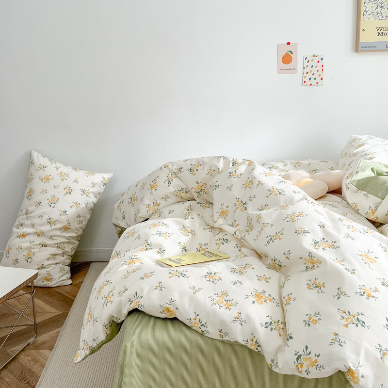 Floral Small Fresh Cotton Four-piece Set-Green b63