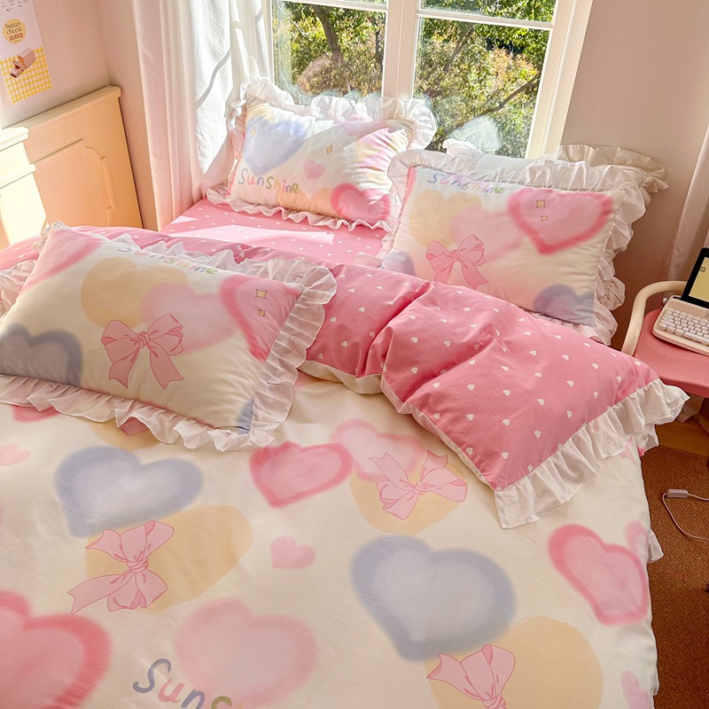 Fresh Cotton Edge Four-piece Set-Princess b62