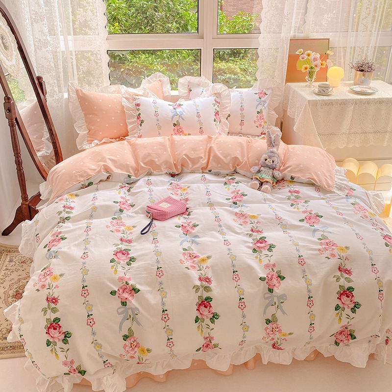 Fresh Cotton Edge Four-piece Set-Princess b62