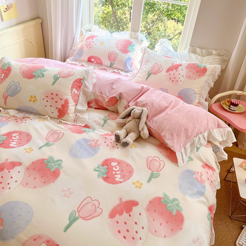 Fresh Cotton Edge Four-piece Set-Princess b62
