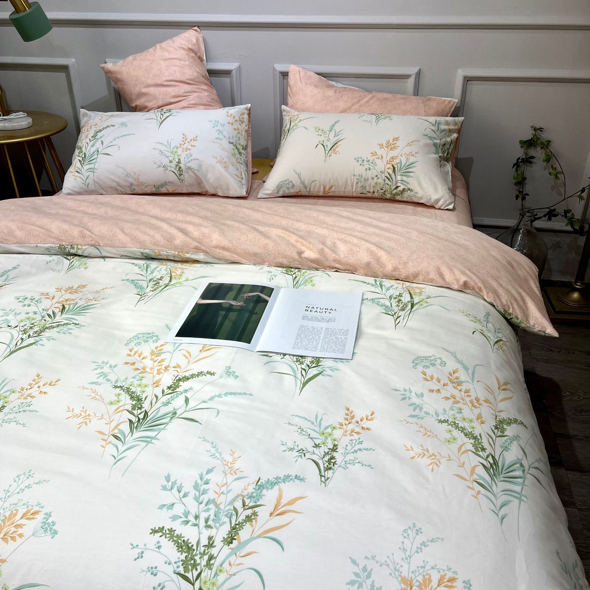 Fresh small floral cotton four-piece set b68