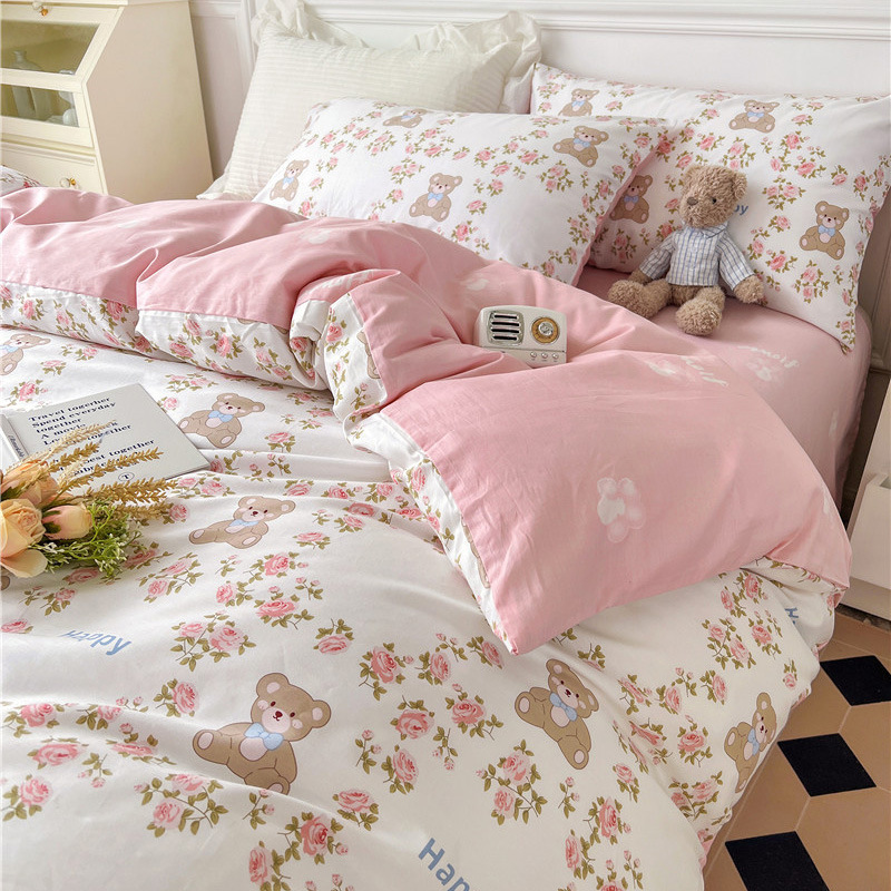 Fresh small floral cotton four-piece set b68