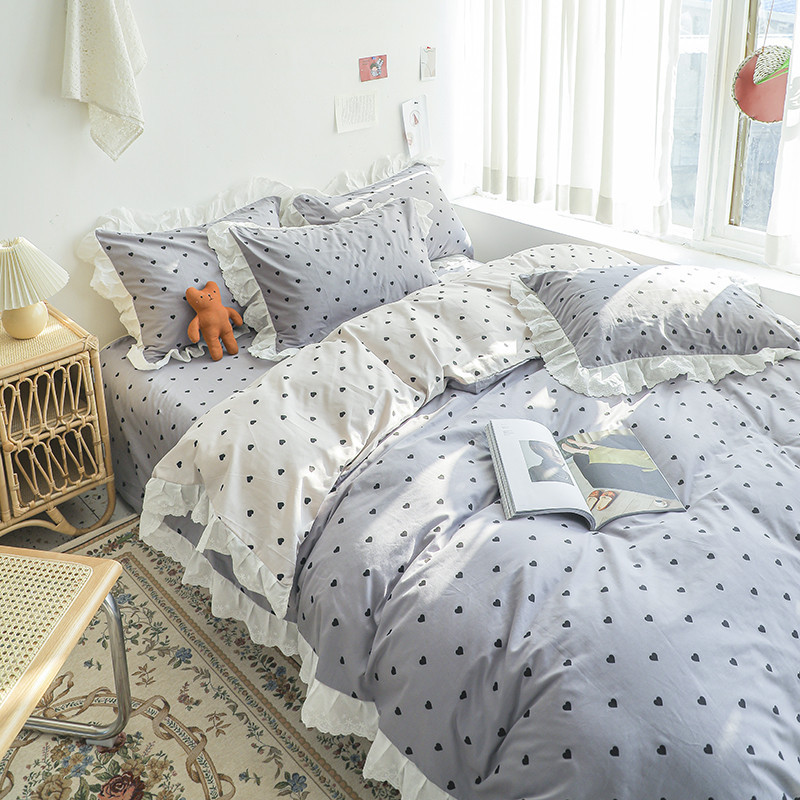 Princess Style Cotton Quilt Cover Sheet Fitted Sheet b71