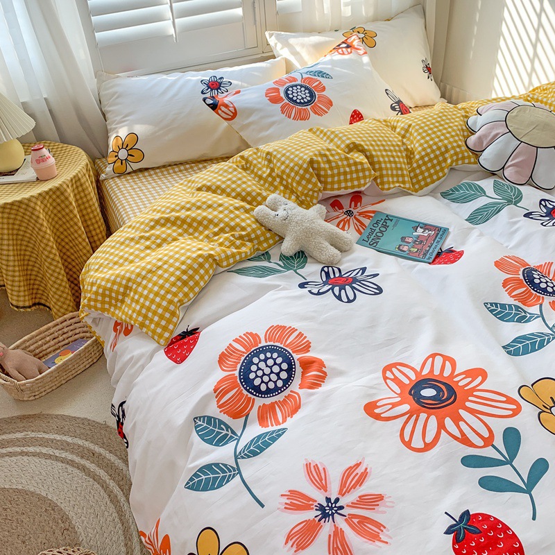 Cotton girls and boys student dormitory single three piece set b74