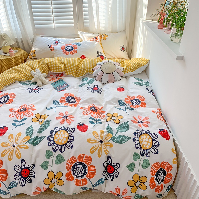 Cotton girls and boys student dormitory single three piece set b74
