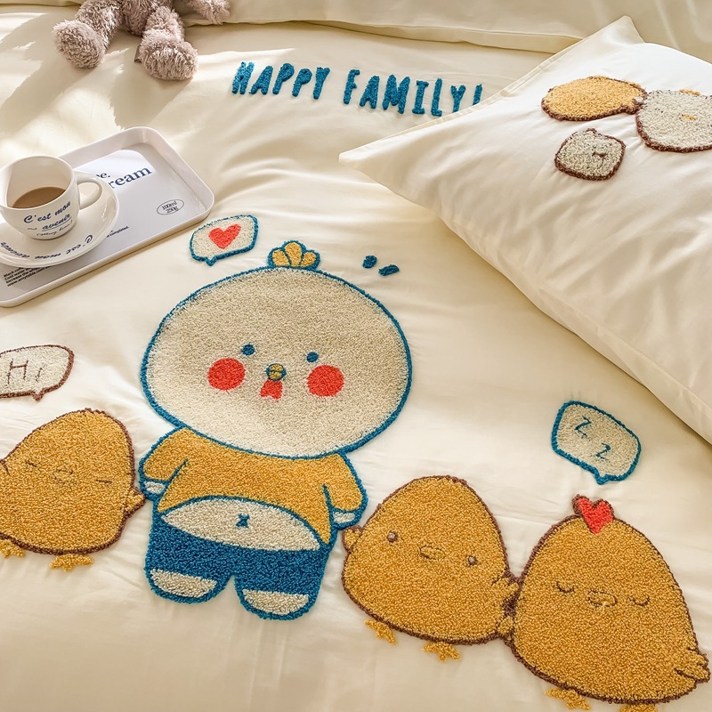 Cotton twill cotton cartoon towel embroidery four-piece set b82
