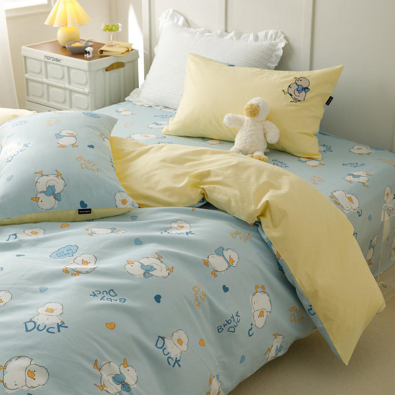 Small embroidered cotton bedding cute cartoon bed sheet b80