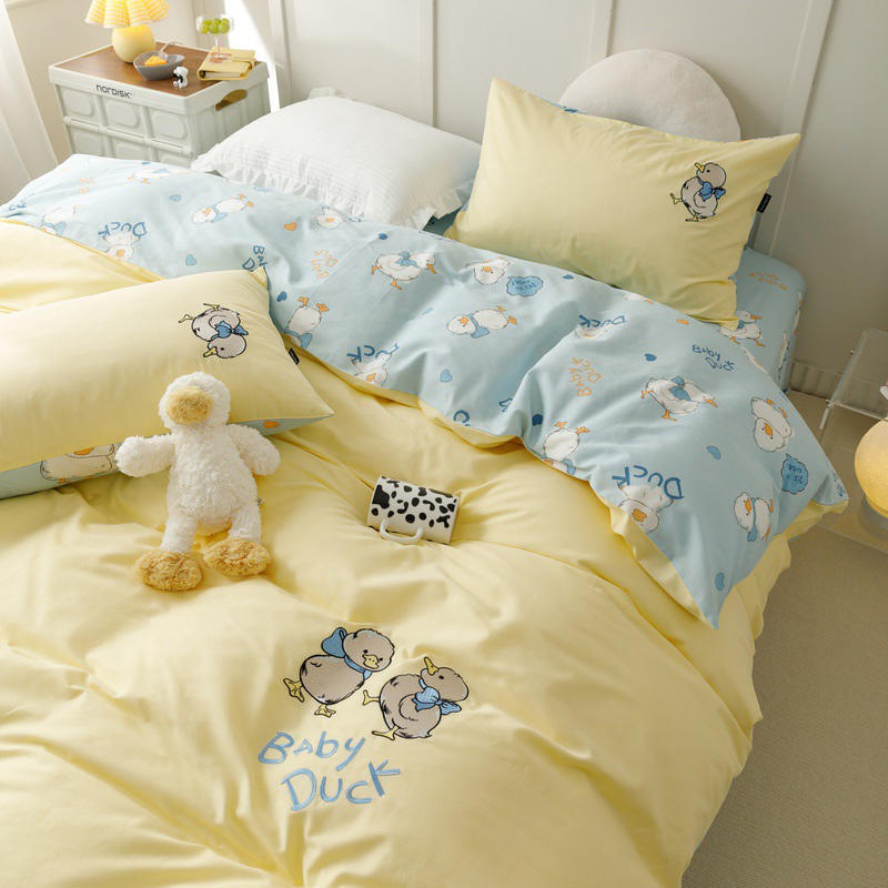 Small embroidered cotton bedding cute cartoon bed sheet b80