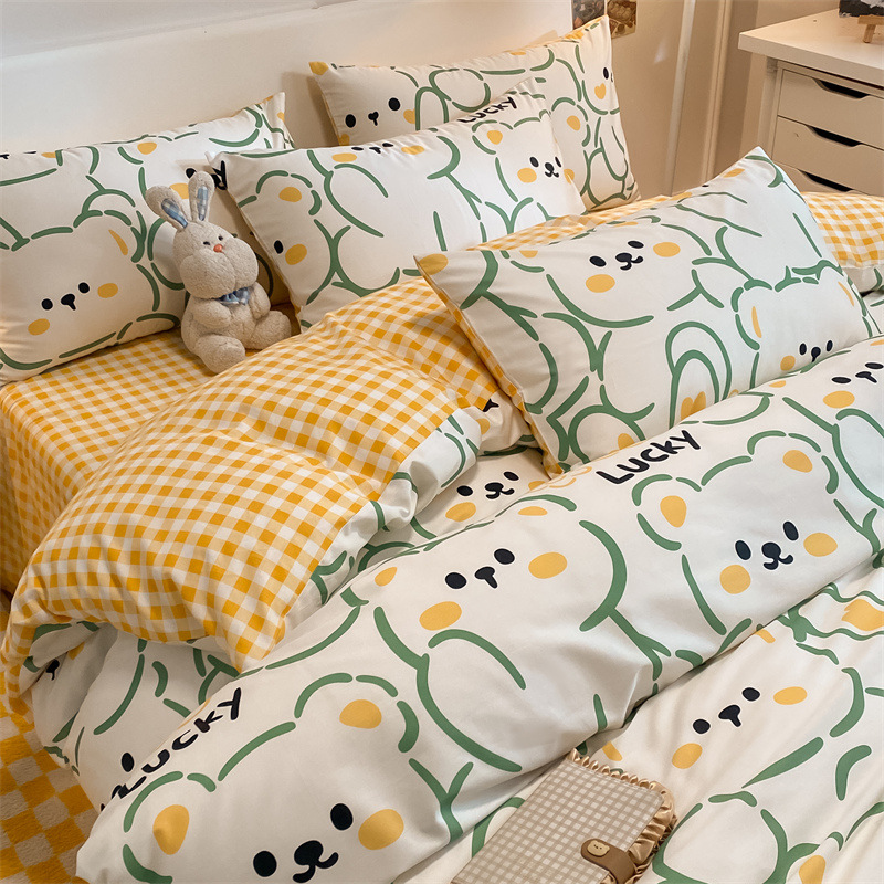 Small Fresh Cotton Printed Bedding Three-piece Set b79