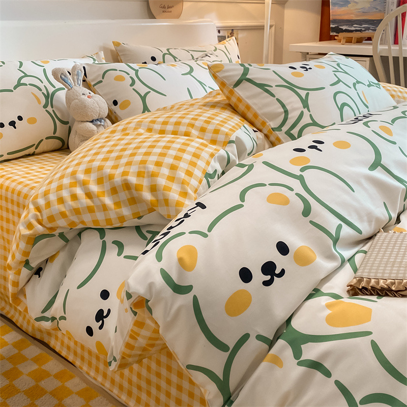 Small Fresh Cotton Printed Bedding Three-piece Set b79