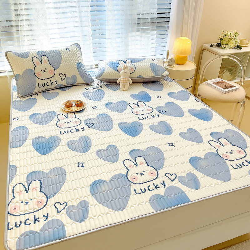 Cool Silk Folding Ice Silk Mat-Loving Rabbit b108
