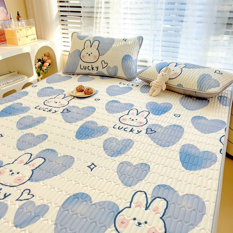 Cool Silk Folding Ice Silk Mat-Loving Rabbit b108