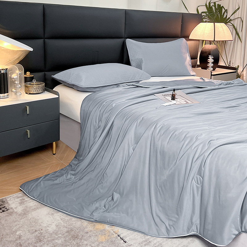 Solid color double foldable washable ice silk quilt -  deep color b115