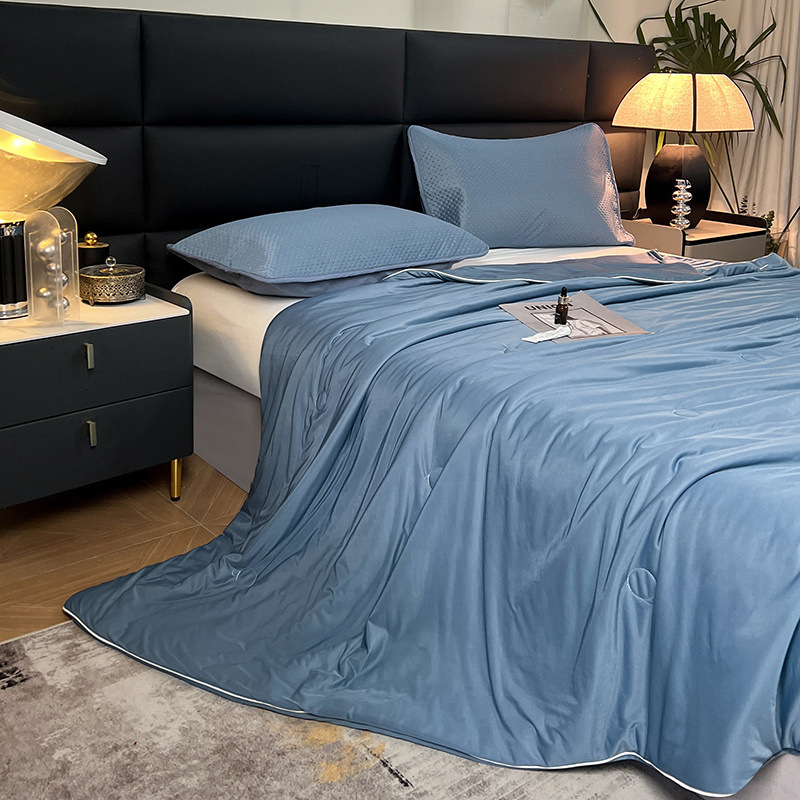 Solid color double foldable washable ice silk quilt -  deep color b115